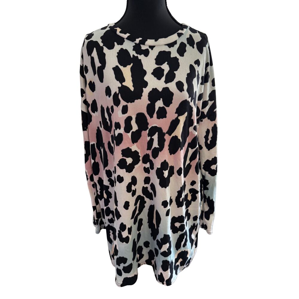 BomBom Super Soft Pastel and Leopard Tunic Sweater Size Small NWOT - Picture 2 of 5